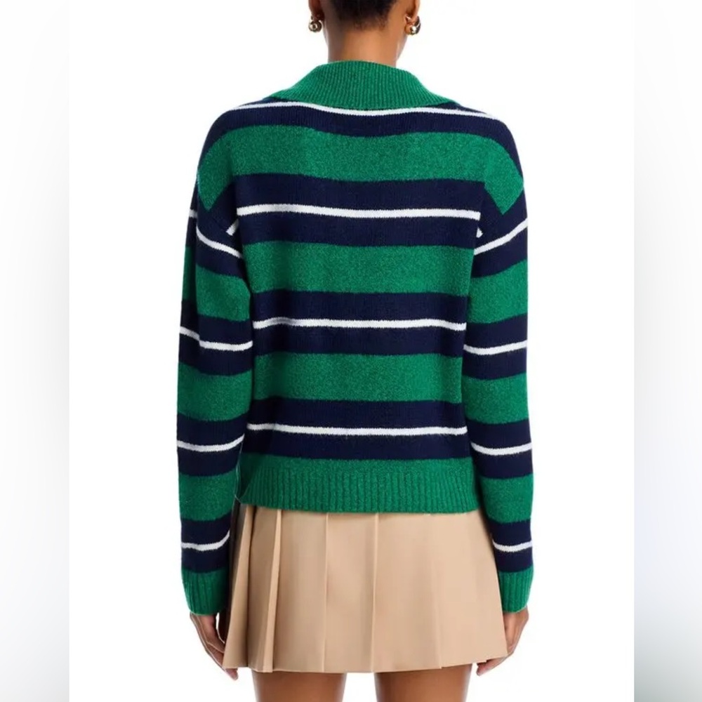 NWT Aqua Striped Polo Sweater - Exclusive In Green Multi size S - Picture 4 of 16